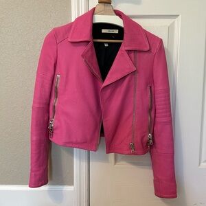 J Brand Aiah Pink leather moto jacket size XS